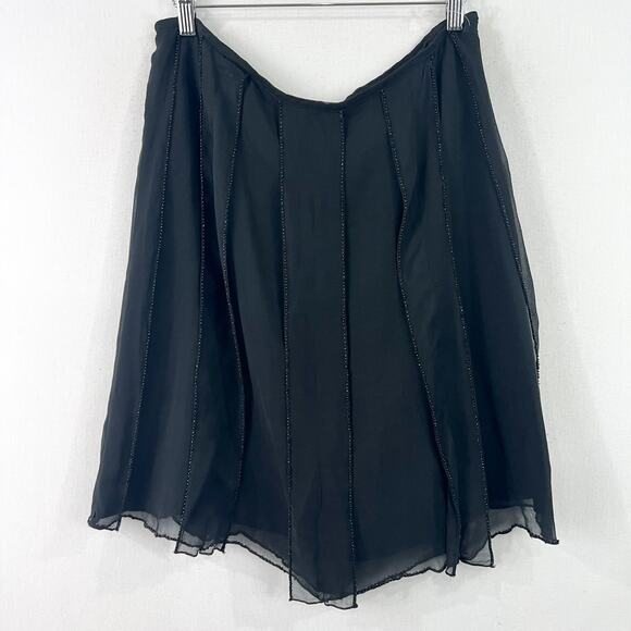 VTG Kenneth Cole Beads of Paradise Black Silk Beaded Skirt 4 Flirty Feminine NWT - Picture 1 of 7